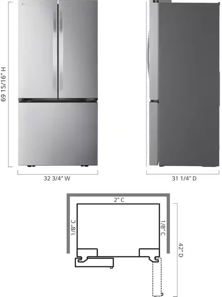 LG LF21G6200S 21 Cu. Ft. Stainless Counter-Depth 3-Door French Door Refrigerator